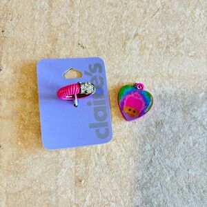 Pink Ring and Troll Necklace Charm New